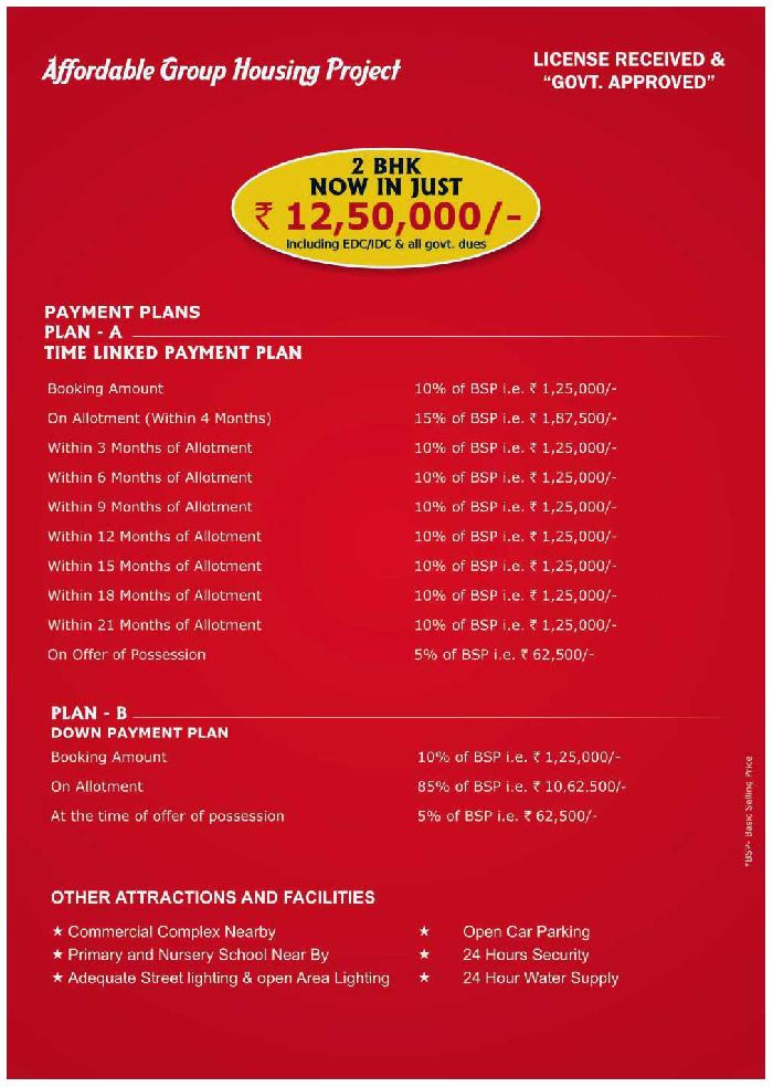 SRS Affordable Group Housing, Faridabad - 2 BHK Residential Flats