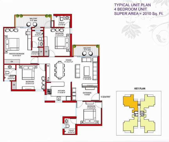 4 BHK Apartment 2010 Sq.ft. for Sale in