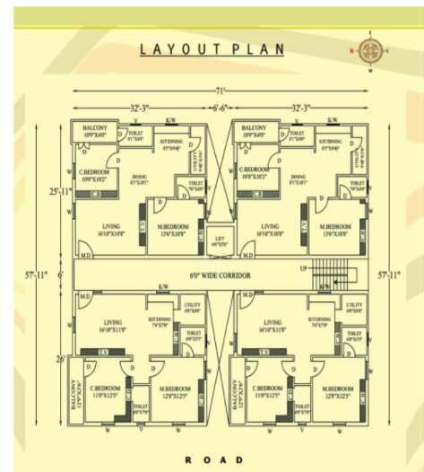 2 BHK Apartment 1100 Sq.ft. for Sale in Srinagar Colony, Guntur