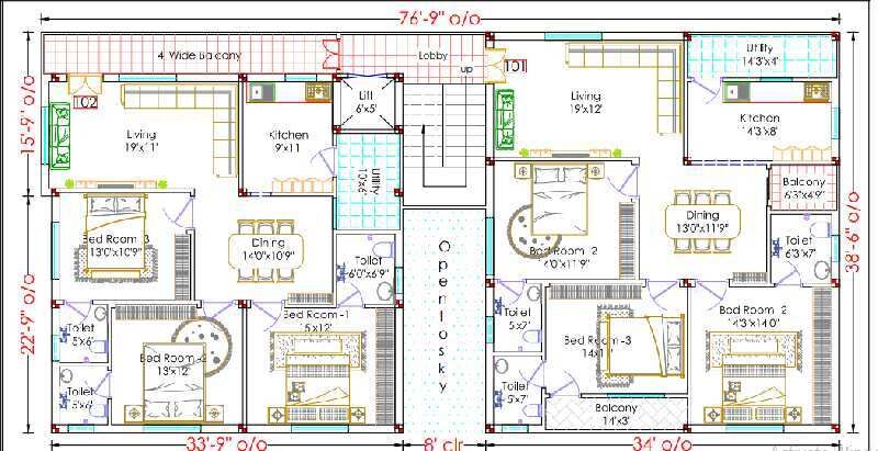 3 BHK Apartment 1575 Sq.ft. for Sale in Ramavarappadu, Vijayawada