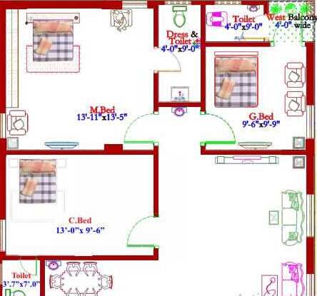 3 BHK Apartment 1532 Sq.ft. for Sale in Ajit Singh Nagar, Vijayawada