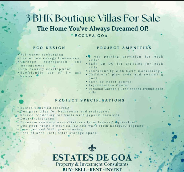 3 BHK Villa 289 Sq. Meter for Sale in Colva, South Goa, 