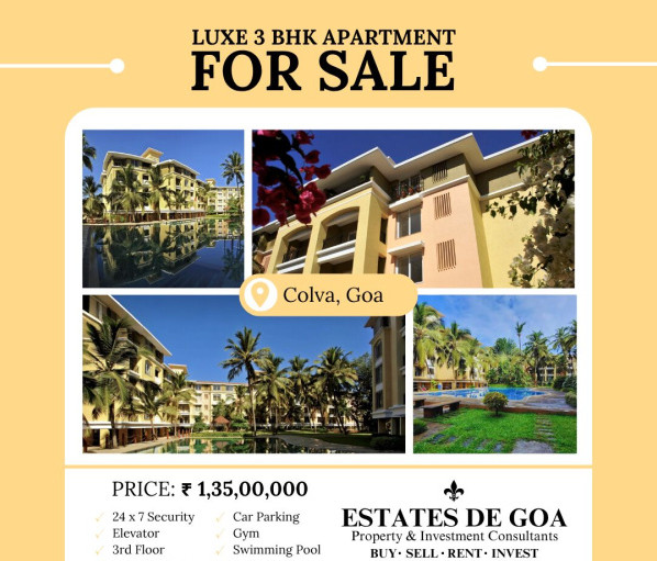 3 BHK Apartment 145 Sq. Meter for Sale in Colva, South Goa, 