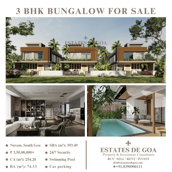3 BHK 74 Sq. Meter Villa for Sale in Nuvem, South Goa, 