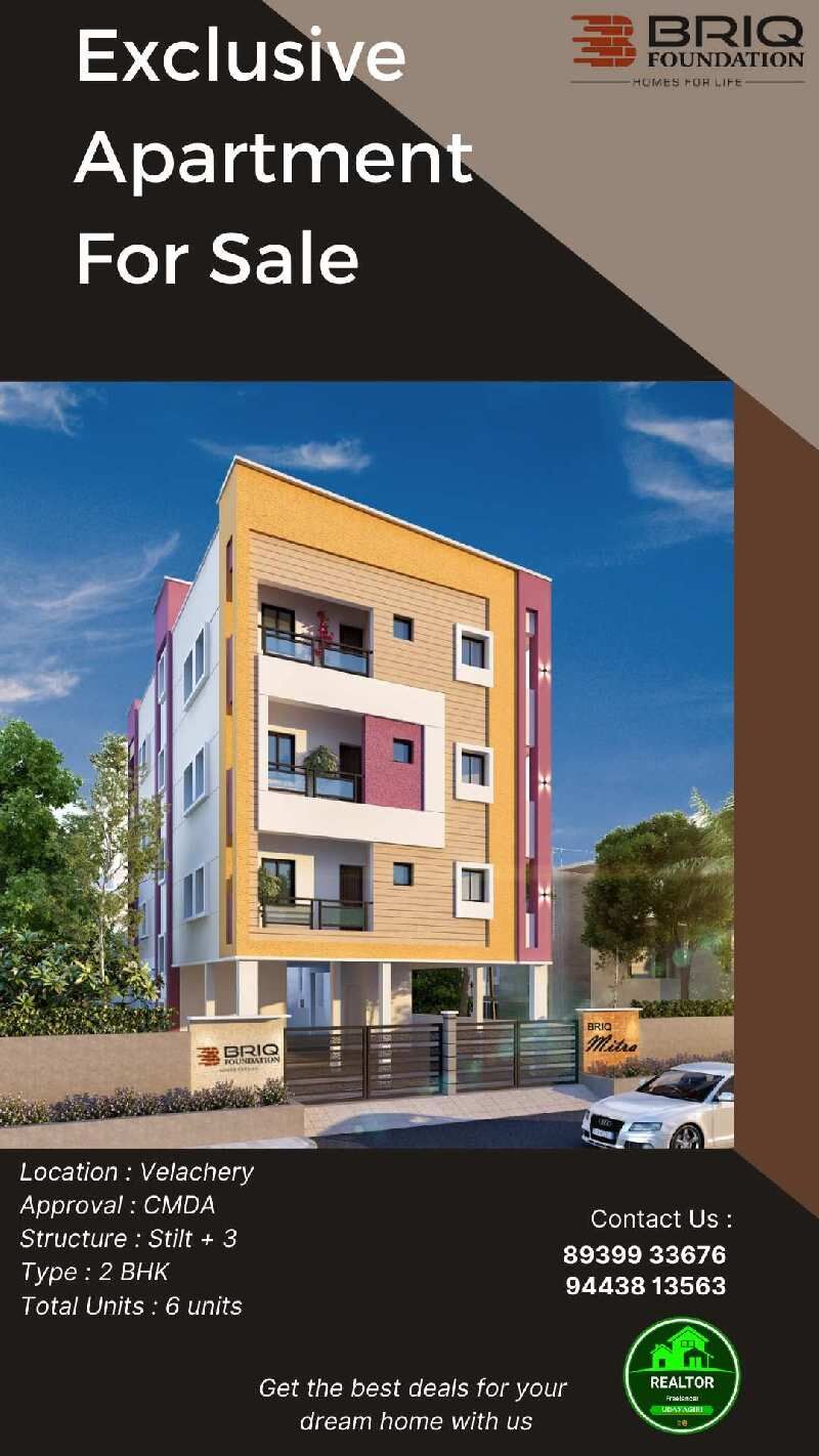 2 BHK Apartment 1010 Sq.ft. for Sale in Vijaya Nagar, Velachery, Chennai