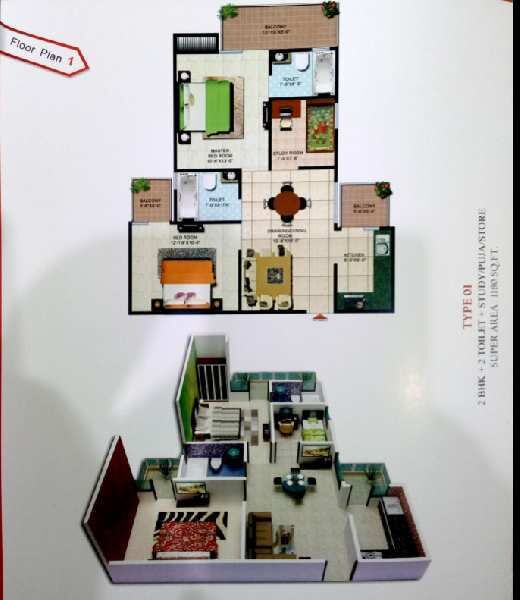 2 BHK Apartment 1180 Sq.ft. for Sale in NH 24 Highway, Ghaziabad