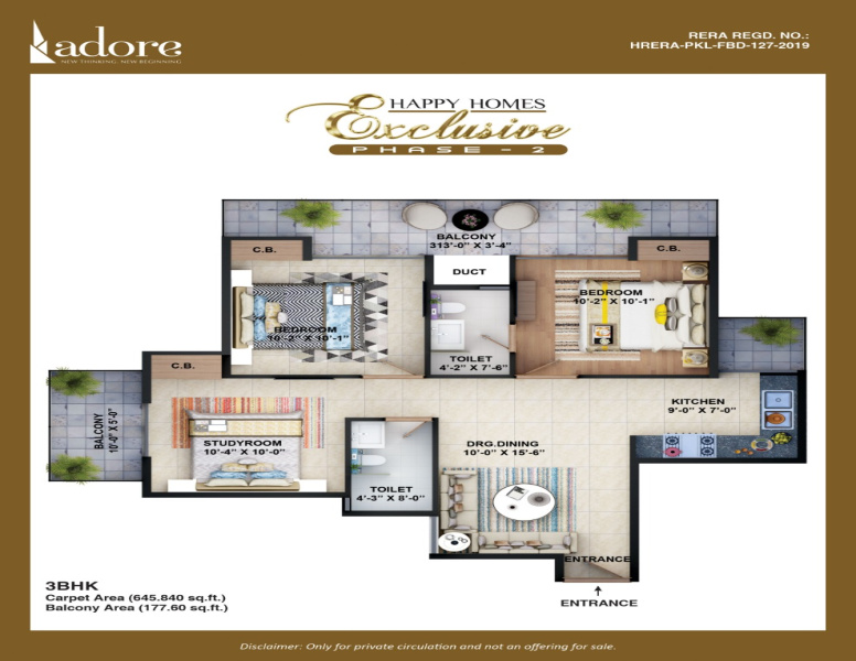 3 BHK Apartment 730 Sq.ft. for Sale in Sector 86 Faridabad