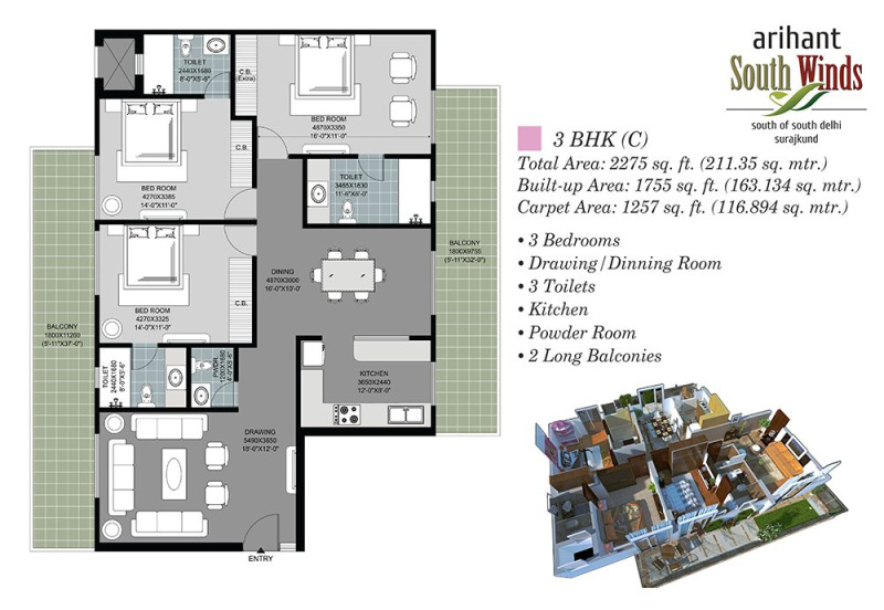 3 BHK Apartment 1754 Sq.ft. for Sale in Sector 41 Faridabad