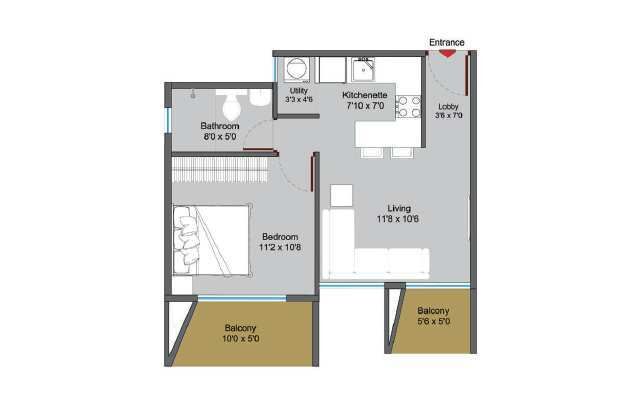 2 BHK Apartment 870 Sq.ft. for Sale in Akshaya Nagar, Begur Road, Bangalore