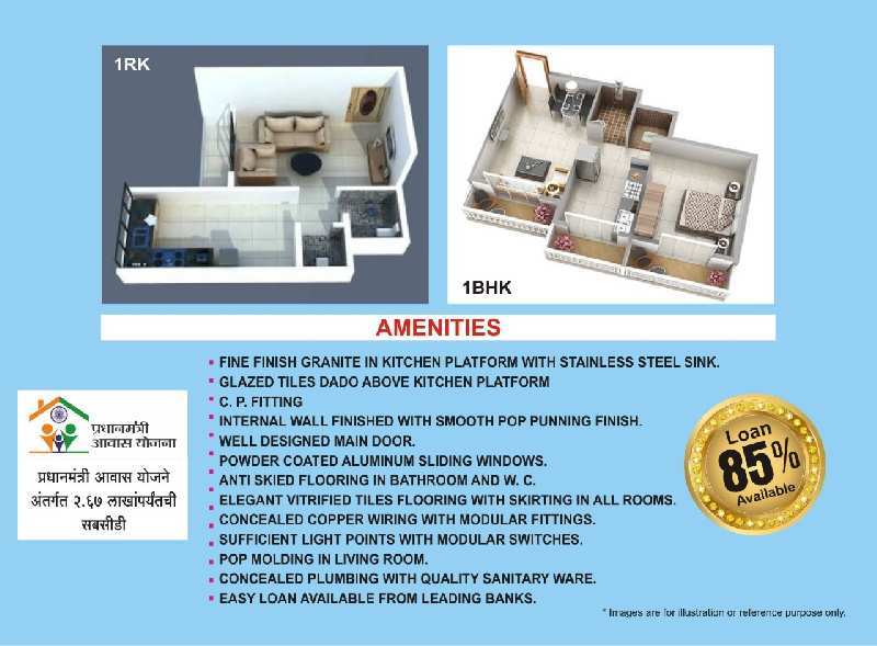 1 BHK Apartment 670 Sq.ft. for Sale in Kelwa Palghar, Mumbai