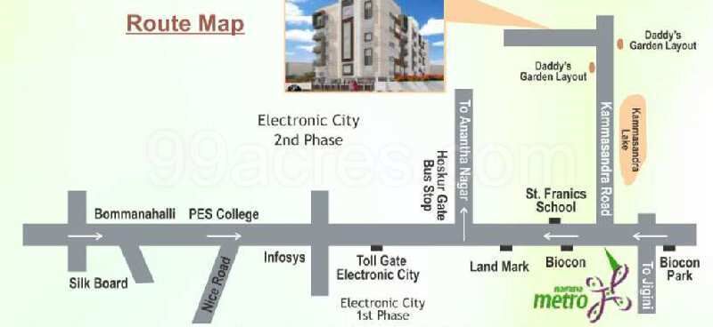 2 BHK Apartment 975 Sq.ft. for Sale in Phase 2, Electronic City, Bangalore