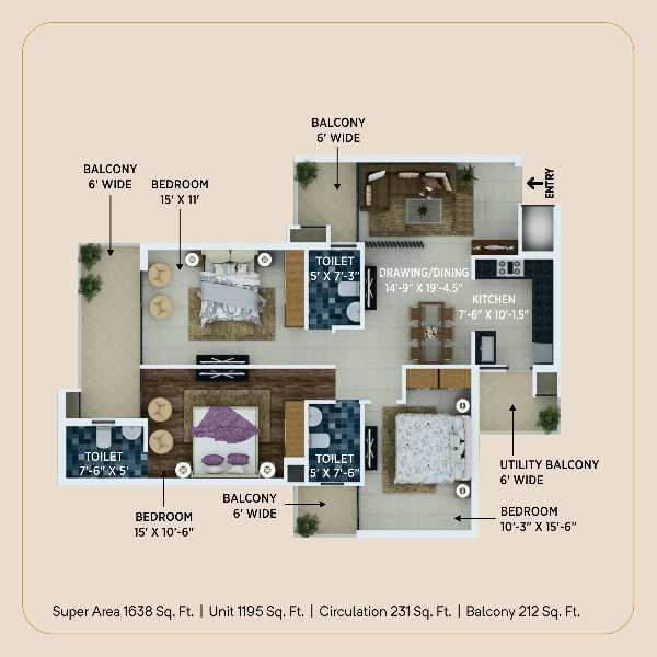 3 BHK Apartment 950 Sq.ft. for Sale in Airport Road, Zirakpur