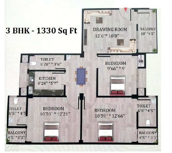 3 BHK Apartment 1250 Sq.ft. for Sale in Ajanta Path, Guwahati