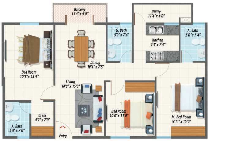 3 BHK Apartment 1398 Sq.ft. for Sale in Sarjapur Attibele Road, Bangalore