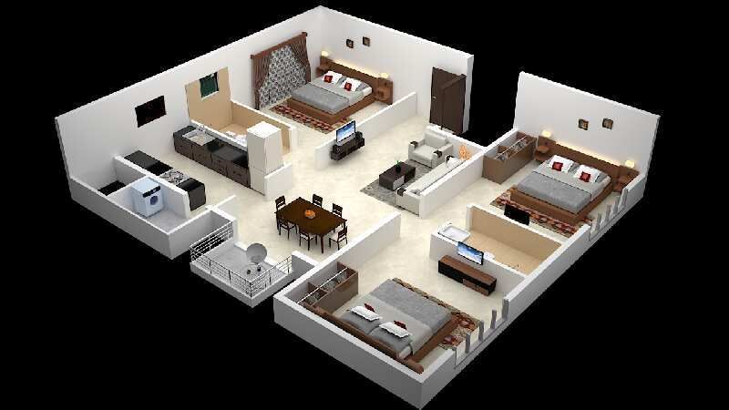 3 BHK Apartment 1165 Sq.ft. for Sale in Vishveshwarya Layout, Bangalore