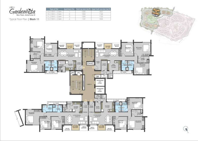 3 BHK 2231 Sq.ft. Apartment for Sale in Action Area III, Kolkata