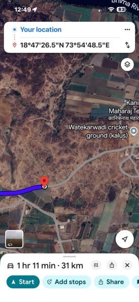  110 Acre Agricultural/Farm Land for Sale in Khed, Pune