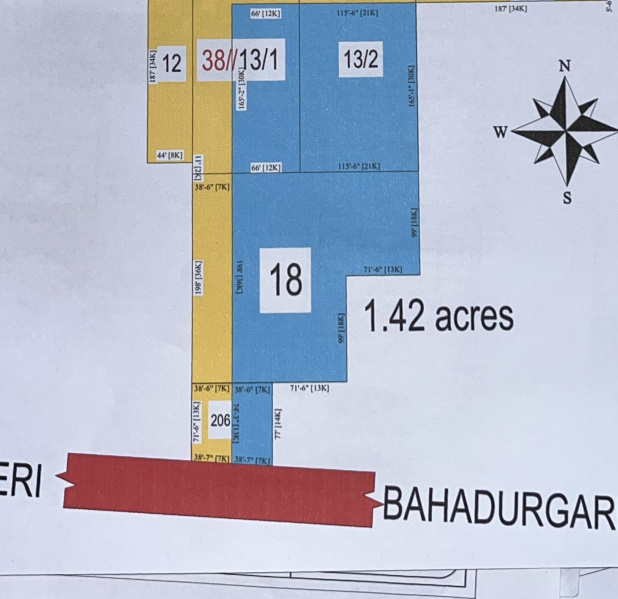  2 Acre Industrial Land for Sale in Bahadurgarh Bypass