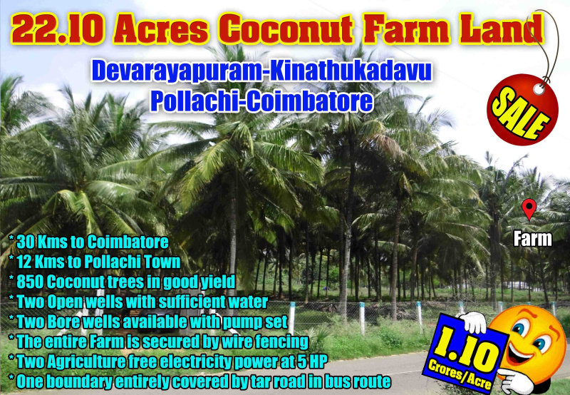  Agricultural Land 22 Acre for Sale in Kinathukadavu, Coimbatore