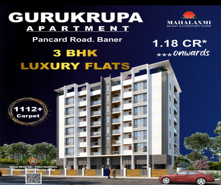 3 BHK Apartment 1612 Sq.ft. for Sale in Pancard Club Road, Baner, Pune