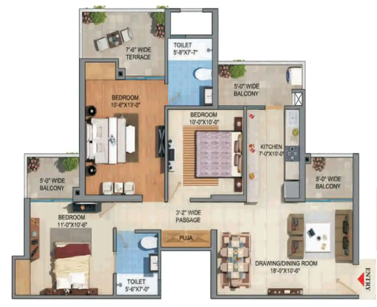 3 BHK 1417 Sq.ft. Apartment for Sale in Techzone 4, Greater Noida