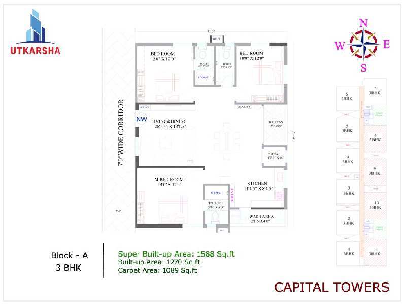 3 BHK Apartment 1270 Sq.ft. for Sale in Madhurawada, Visakhapatnam