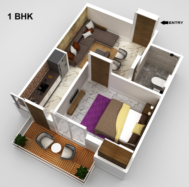 1 BHK Apartment 645 Sq.ft. for Sale in Chaitanya Vihar, Vrindavan