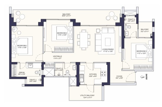 3.5 BHK Apartment 1936 Sq.ft. for Sale in Sector 80 Gurgaon