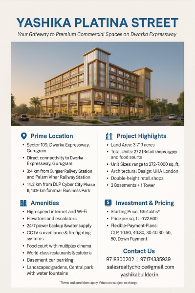  Commercial Shop 350 Sq.ft. for Sale in Sector 109 Gurgaon