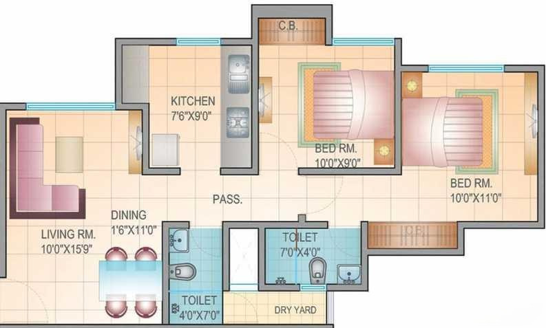 2 BHK Builder Floor 665 Sq.ft. for Sale in Kasar Vadavali, Thane