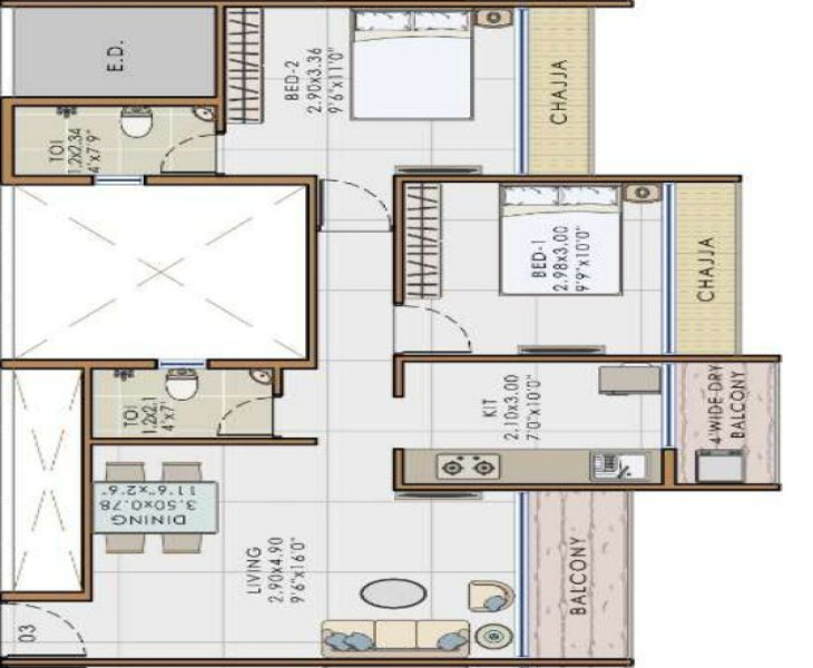 2 BHK Builder Floor 1194 Sq.ft. for Sale in Pushpak Nagar, Navi Mumbai