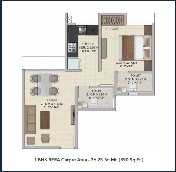 1 BHK Builder Floor 650 Sq.ft. for Sale in Panvel, Navi Mumbai