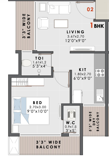 1 BHK 680 Sq.ft. Builder Floor for Sale in Pushpak Nagar, Navi Mumbai