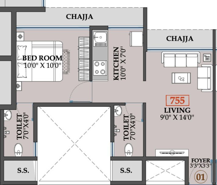 1 BHK 755 Sq.ft. Apartment for Sale in Panvel, Navi Mumbai