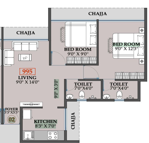 2 BHK 955 Sq.ft. Apartment for Sale in Panvel, Navi Mumbai
