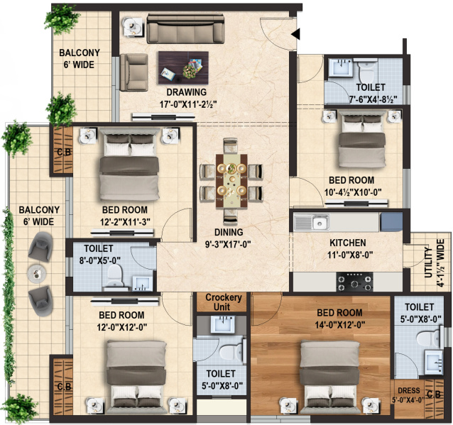 4 BHK Apartment 2422 Sq.ft. for Sale in Gms Road, Dehradun