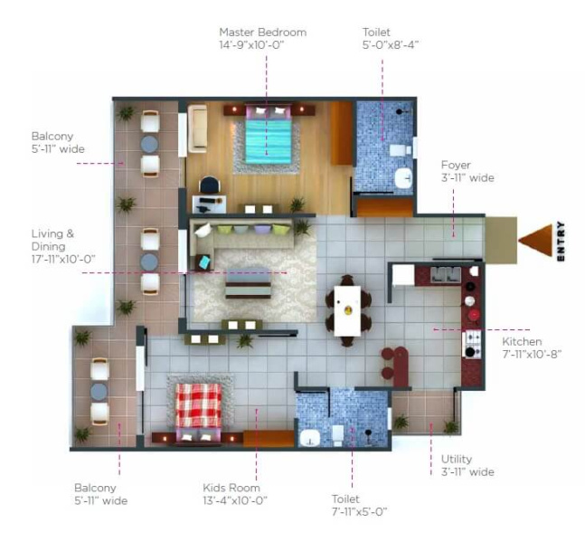 2 BHK Apartment 1400 Sq.ft. for Sale in Gms Road, Dehradun