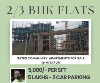 2 BHK Flat for Sale in Dowa Colony, Miyapur, Hyderabad