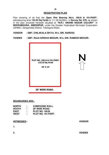  133 Sq. Yards Residential Plot for Sale in Beeramguda, Hyderabad