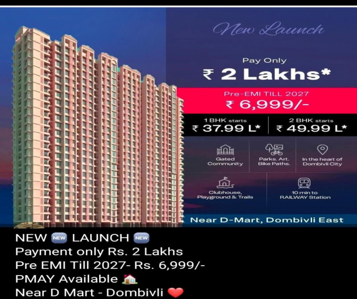 1 BHK 500 Sq.ft. Apartment for Sale in Dombivli East, Thane