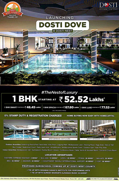 2 BHK Apartment 1000 Sq.ft. for Sale in Balkum, Thane