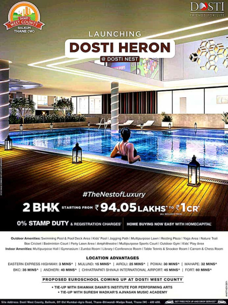 2 BHK Apartment 1000 Sq.ft. for Sale in Balkum, Thane