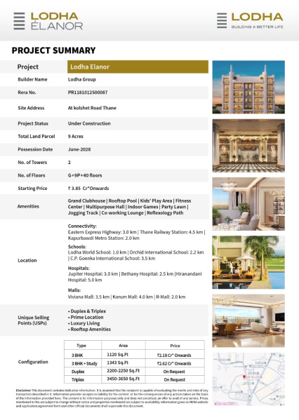 3 BHK Apartment 1500 Sq.ft. for Sale in Kolshet Road, Thane