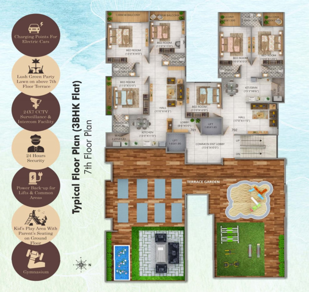 3 BHK Apartment 1740 Sq.ft. for Sale in Khare Town, Nagpur