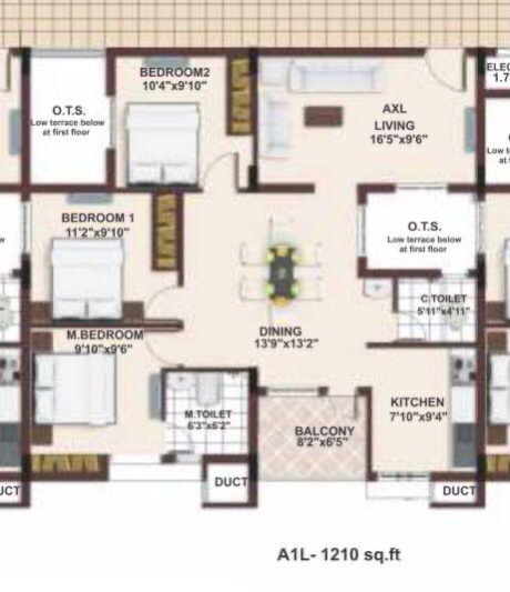 3 BHK 1210 Sq.ft. Apartment for Sale in Karumandapam, Tiruchirappalli