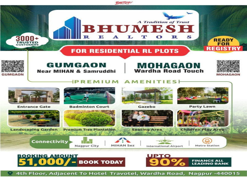 Residential Plot 1175 Sq.ft. for Sale in Wardha Road, Nagpur
