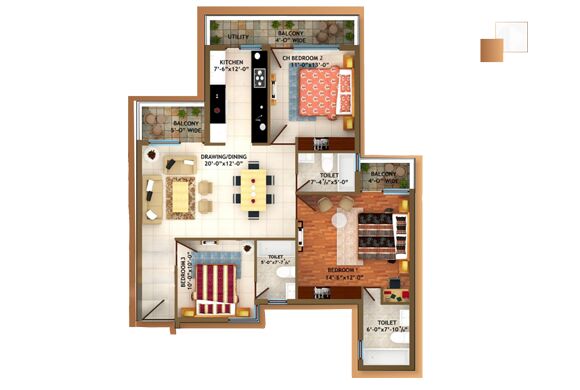 3 BHK Apartment 1650 Sq.ft. for Sale in Sector 123 Mohali