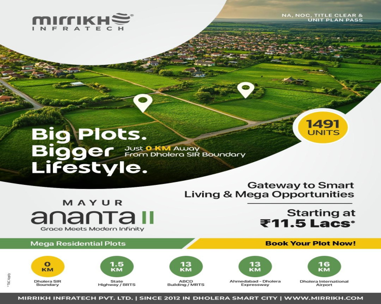  130 Sq. Yards Residential Plot for Sale in Dholera, Ahmedabad