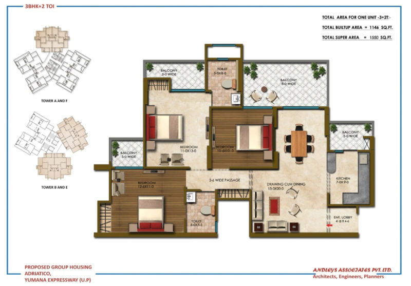 3 BHK 1850 Sq.ft. Apartment for Sale in Yamuna Expressway, Greater Noida