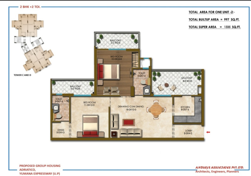 3 BHK 1850 Sq.ft. Apartment for Sale in Yamuna Expressway, Greater Noida